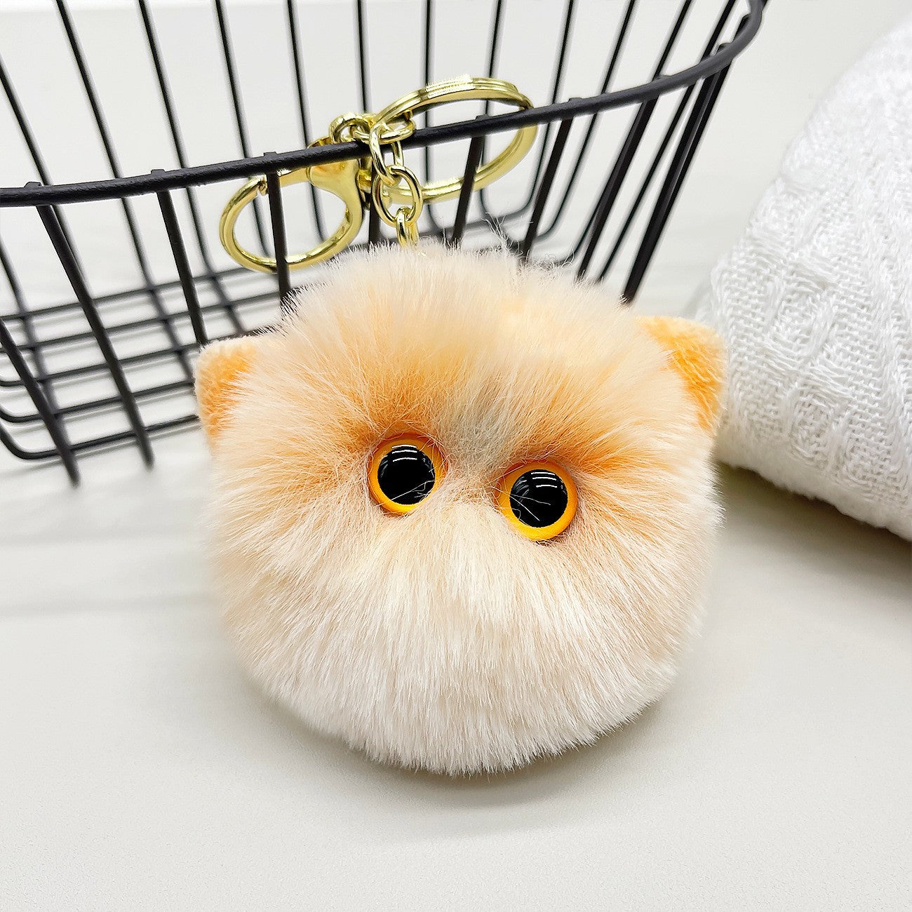 Wholesale Plush Kitten Head Keychain